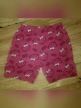 Girls Hello Kitty Cut Off Lounge Shorts with White Bow Accents